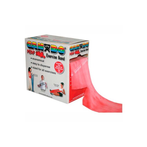 CanDo Perf 100 Low Powder Exercise Band, Red, 100 yd Roll, 1 Roll/Box